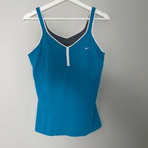 Nike L Women's Athletic Performance Tank Aqua Blue Spaghetti Strap